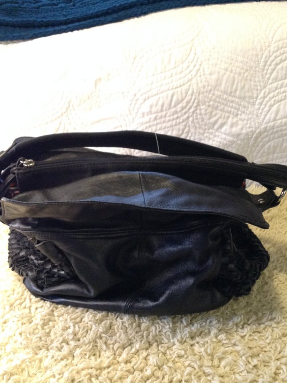 VTG 1990 Francesco Biasia Hobo Bucket Bag/Italy Designer Sheep Leather Quiet Lux